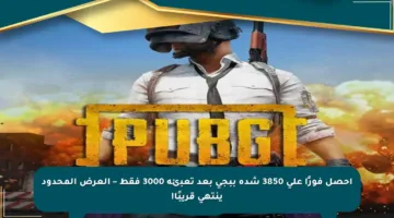 احصل فورًا على 3850 شدة ببجي بعد تعبئة 3000 فقط – العرض المحدود ينتهي قريبًا!